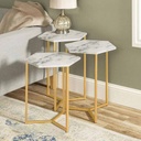 Steel Side Tables set 3 Pieces - Gold and White