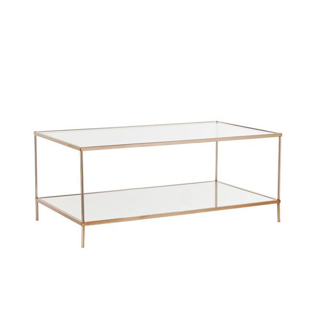 Steel and Glass Coffee Table Gold - 55x55x120 cm