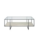 Steel and Glass Coffee Table Silver - 55x60x120 cm