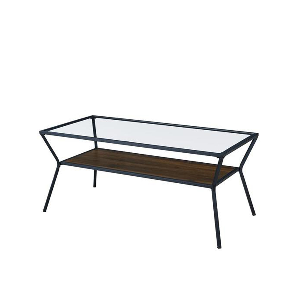 Steel and Glass Coffee Table Black - 55x40x120 cm