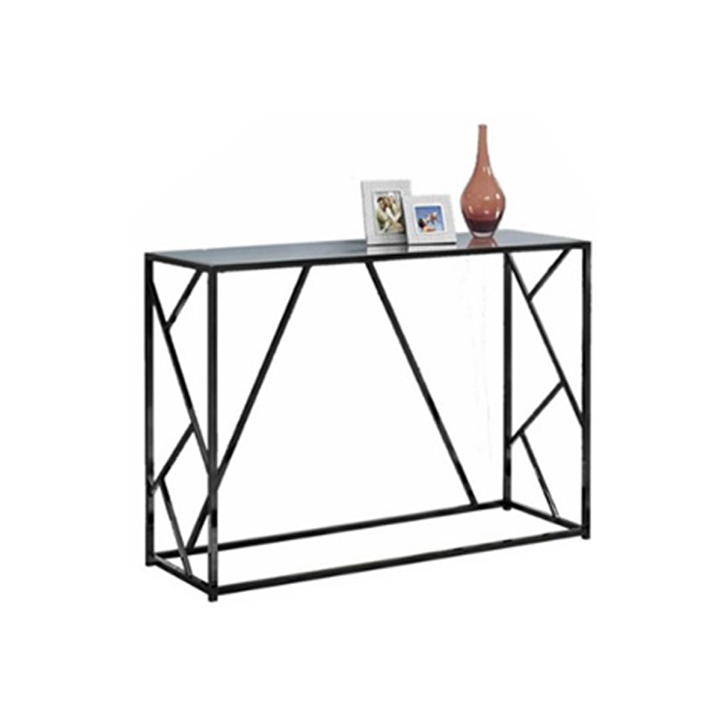 Steel and Glass Console Black - 80x40x115 cm