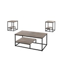 Steel and MDF Coffee Table and 2 Side Tables 3 Pieces - Black and Brown