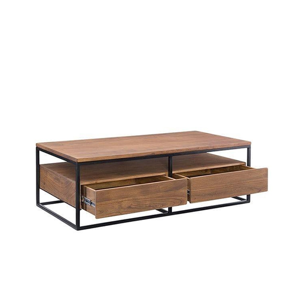 Steel and MDF Coffee Table Black and Brown - 60x50x120 cm