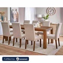 Red Beech Wood and European Union wood with Linen Fabric Dining Room Set 9 pieces Beige