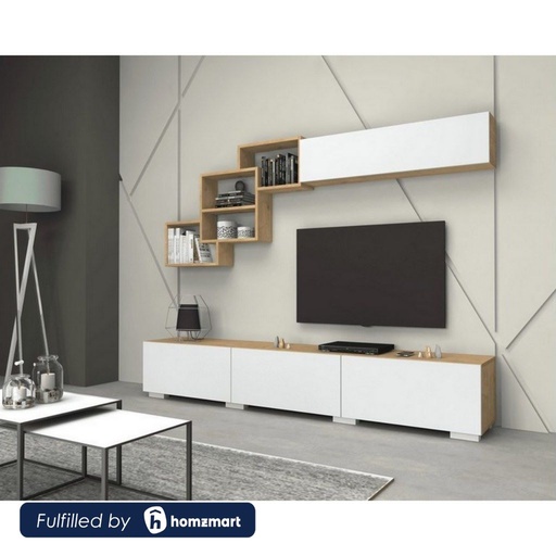 spanish MDF Tv Set White and Beige - 39 × 35 × 210 cm