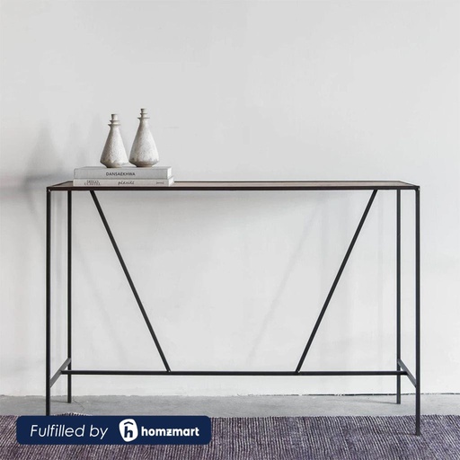 Steel and Glass Console Black - 90x40x120 cm