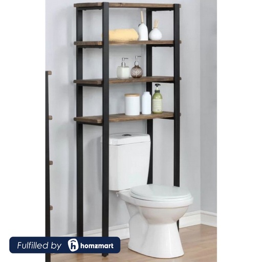 Steel and MDF Bathroom Storage Unit Brown and Black - 180 × 60 × 30 cm