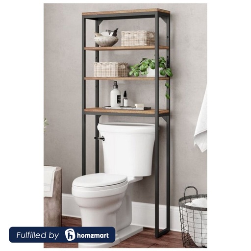 Steel and MDF Bathroom Storage Unit Brown and Black - 60 × 30 × 180 cm