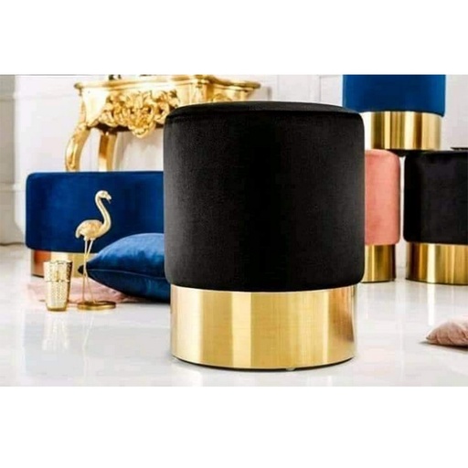 Beech wood Pouf - Black