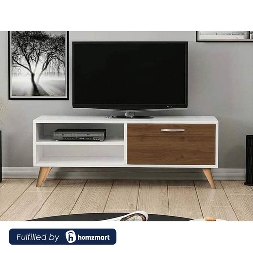 Spanish MDF Brown and White Tv Unit - 120 × 30 × 55 cm