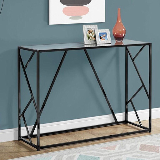 Steel and Glass Console Black - 90x35x120 cm