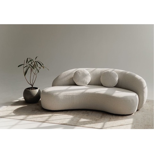 Red Beech Wood Towel Cloth 2 Seater Sofa - Off-white