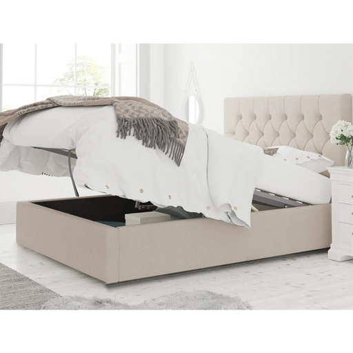 Counter Wood and Velvet Fabric Single Bed 120×120×200 cm - Beige