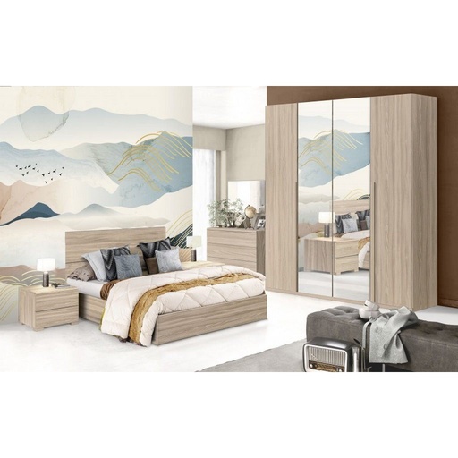 MDF Wood Bedroom set 4 Pieces - Beige