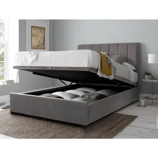 Counter Wood and Velvet Fabric Single Bed 120×120×200 cm - Grey