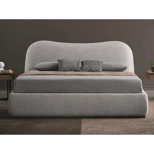 Muski Wood with Linen fabric King Bed 120×160×200 cm - Grey