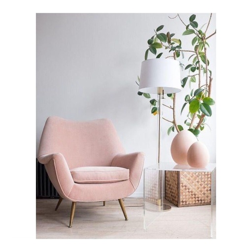 Beech Wood and Velvet Arm Chair - Pink