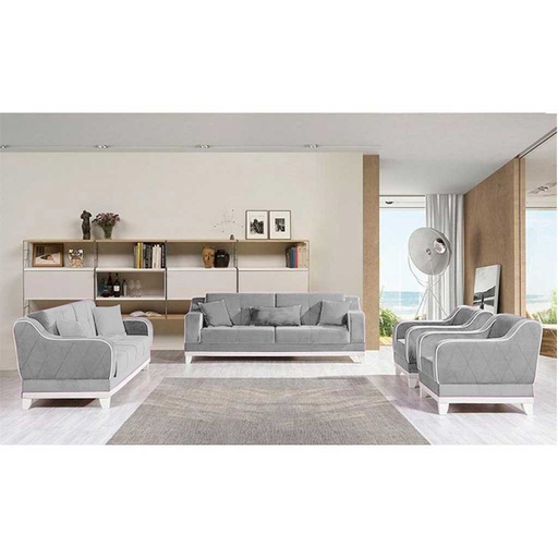 Sponge and Velvet Living Room Set 4 Pieces - Grey