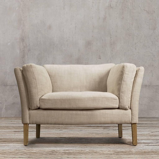 Beech Wood and Linen Arm Chair - Beige