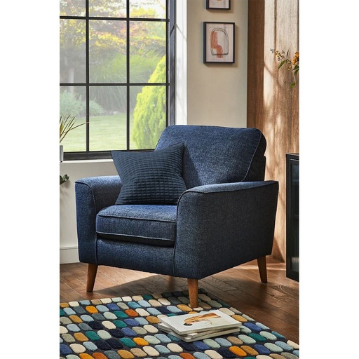 Beech Wood and Linen Arm Chair - Blue