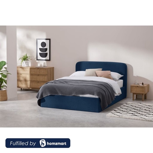 MDF and Velvet Fabric Single Bed 120x120x195 cm - Blue