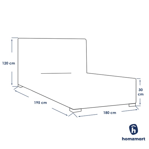 MDF Wood and Hammer Velvet Fabric Super King Bed 120x195×180 cm - Beige