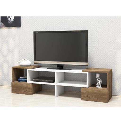 MDF White and Beige Tv Unit - 150 × 40 × 60 cm