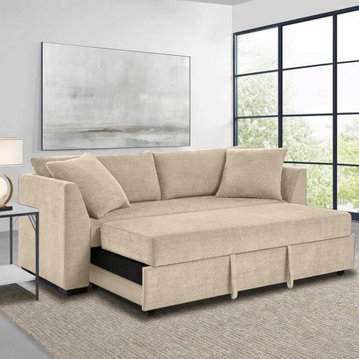 Beech Wood and Linen Fabric Sofa Bed