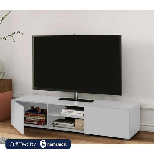 MDF Wood White Tv Unit - 160 × 30 × 55 cm