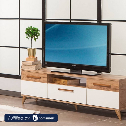 MDF Wood Brown and White Tv Unit - 40 × 48 × 150 cm