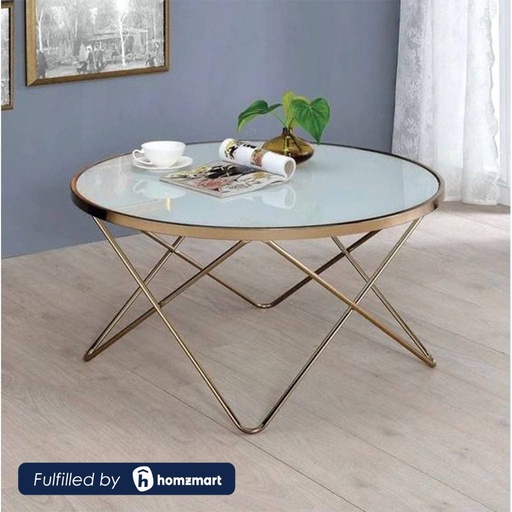 Steel and Glass Coffee Table Gold - 45x80 cm