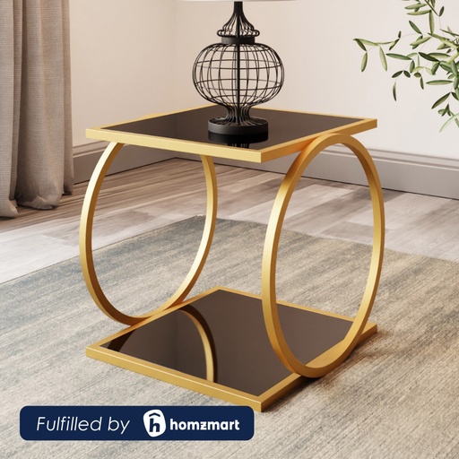 Steel and Glass Side Table Gold - 50x50 cm