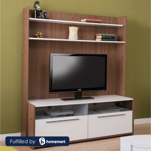 Spanish MDF Brown and White Tv Unit - 135 × 40 × 150 cm