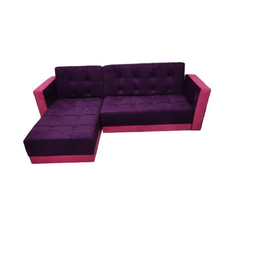 Muski Wood and Velvet Fabric Sofa Bed - Pink and Purple