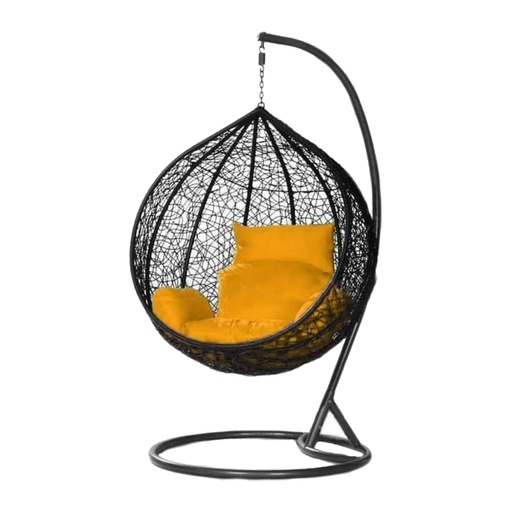 Plastic Rattan Single Hanging Chair - Black