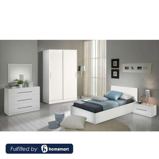 European wood Bedroom Set 5 Pieces - White