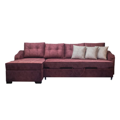 Beech Wood L-Shape Sofa - Pink