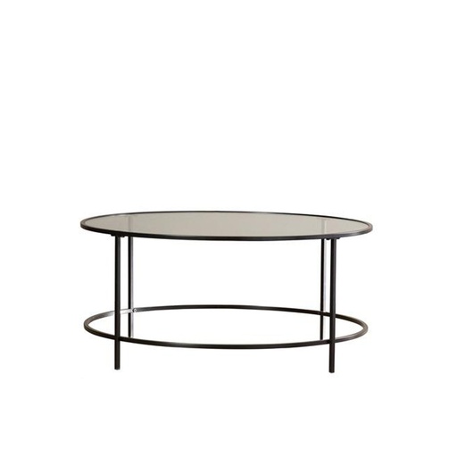 Steel and Glass Coffee Table Black- 55x90x90 cm