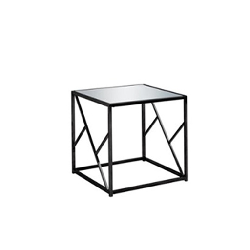 Steel and Glass Side Table Black - 60x55x55 cm