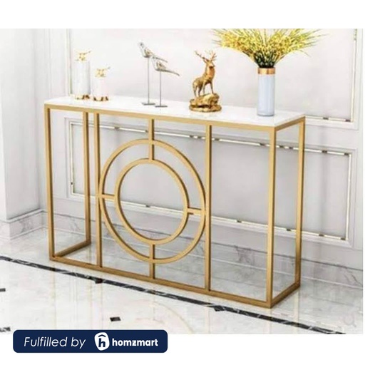 Steel and Marble Console Gold - 90x35x125 cm